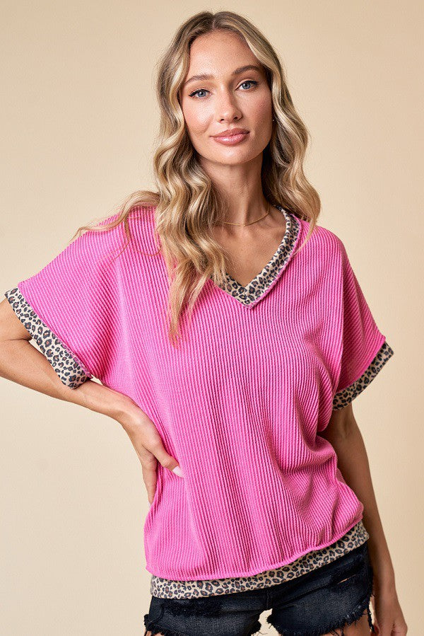 Fuchsia Leopard Top