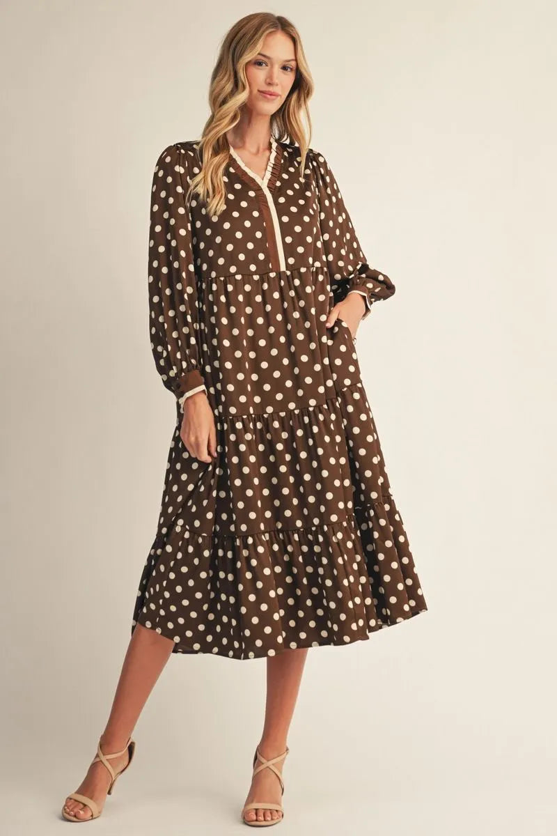 Polka Dot Ruffle Midi Dress