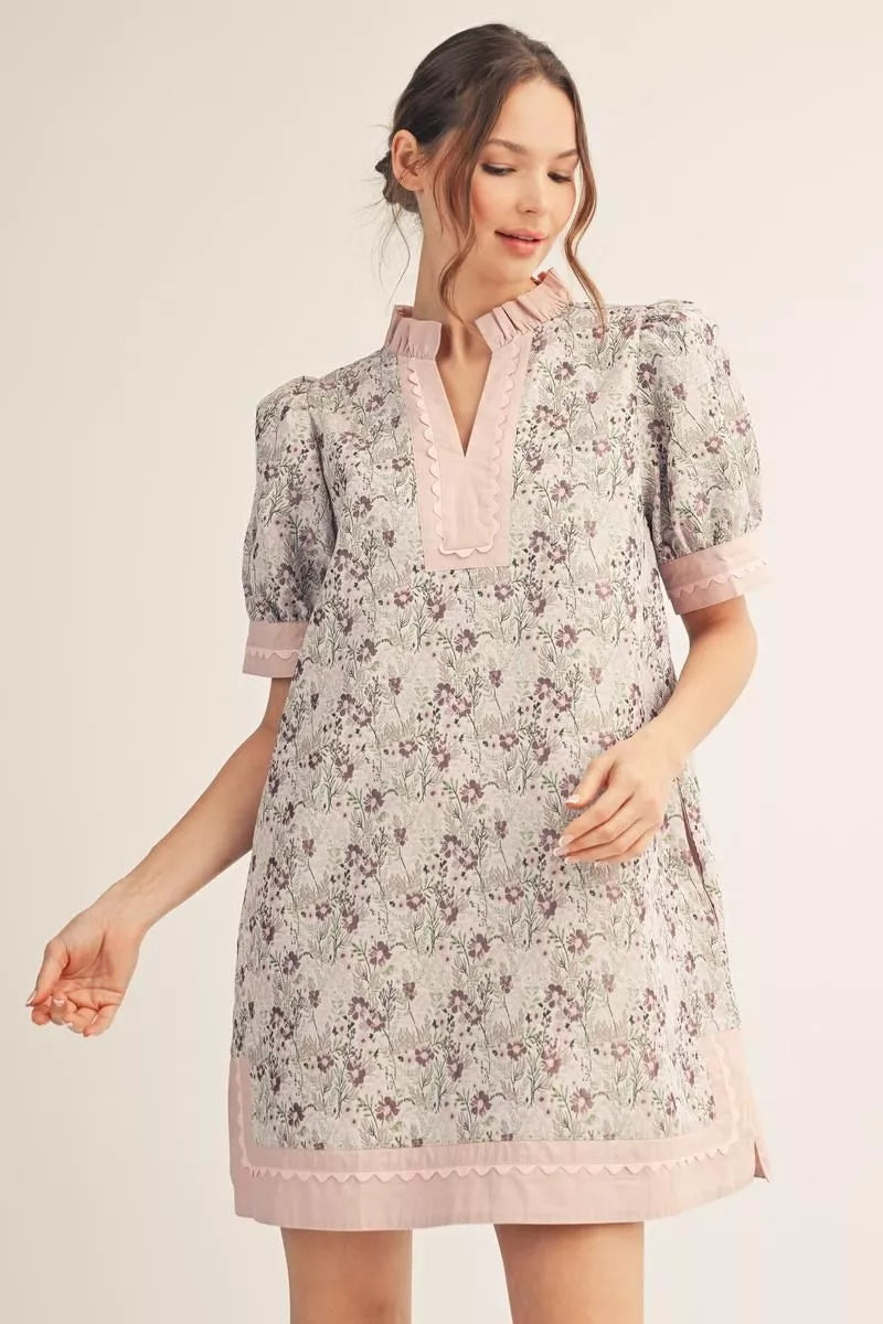 Floral Jacquard Shift Dress