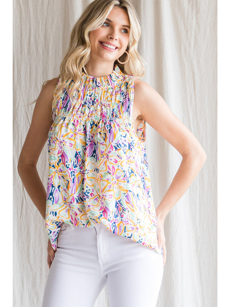 SALE Mint Floral Sleeveless Top