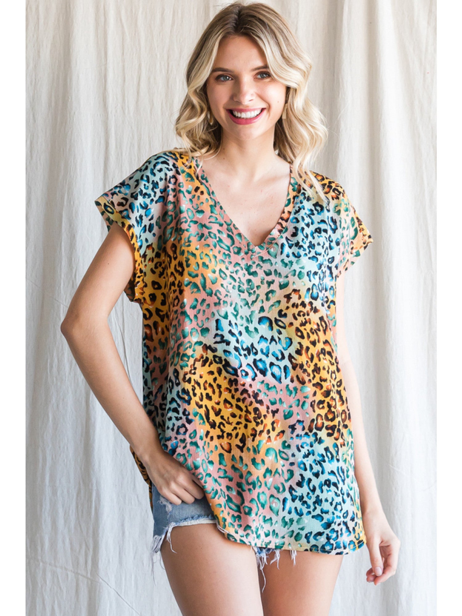 SALE Leopard Mustard Mix Top