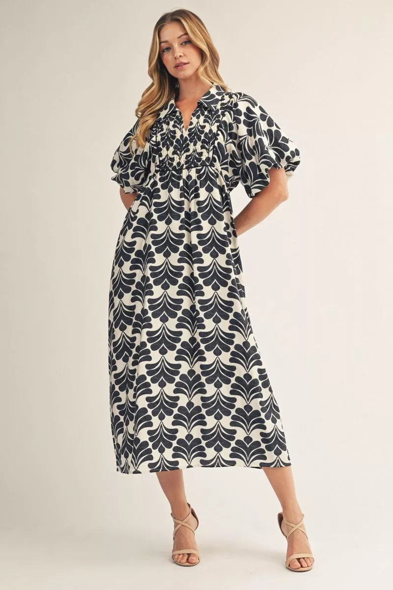 Black Boho Midi Dress