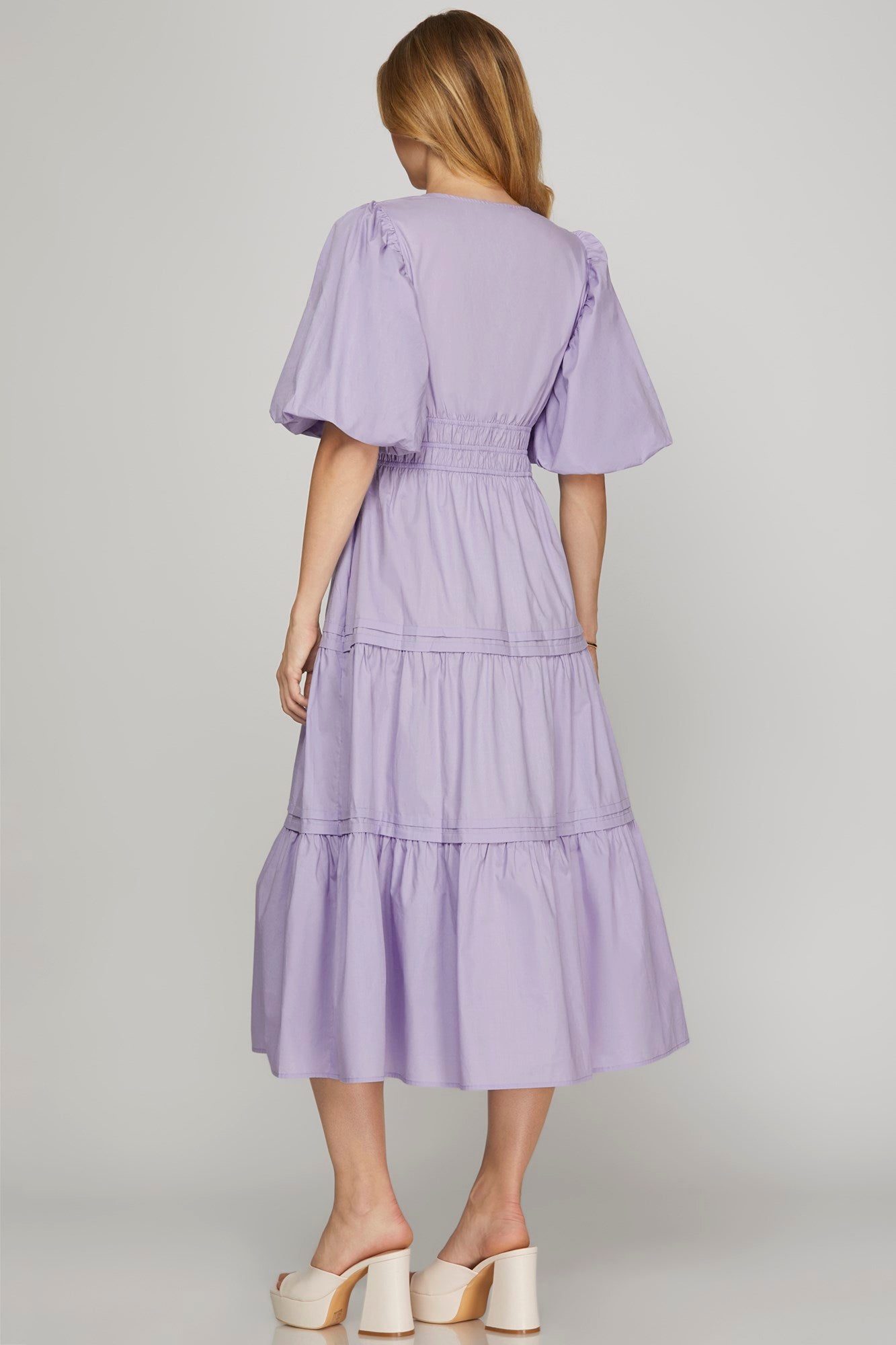 Balloon Sleeve Midi Dress
