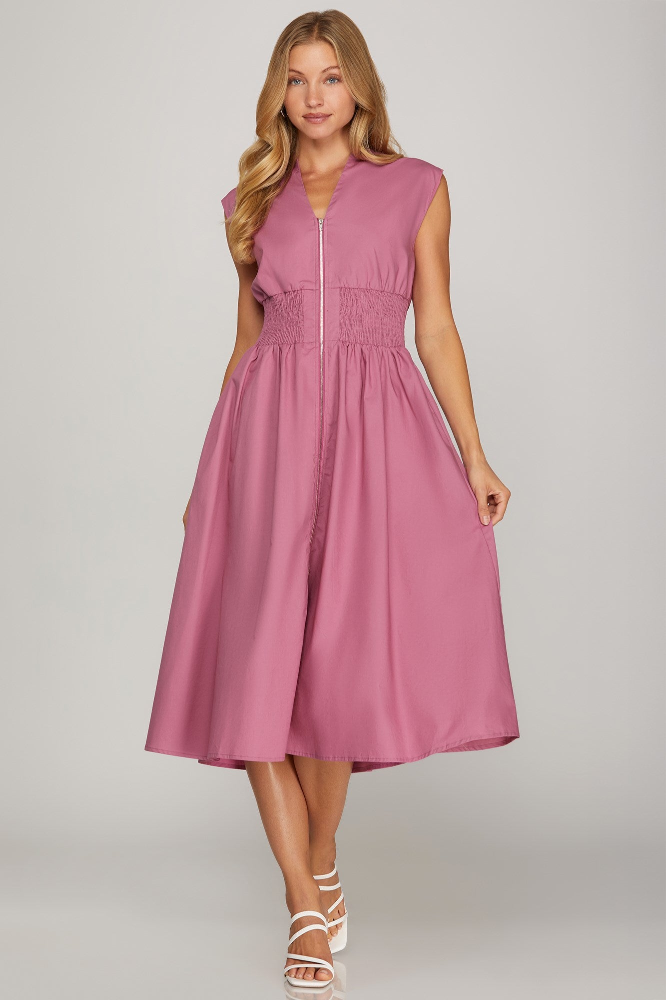 Mauve Smocked Waist Dress