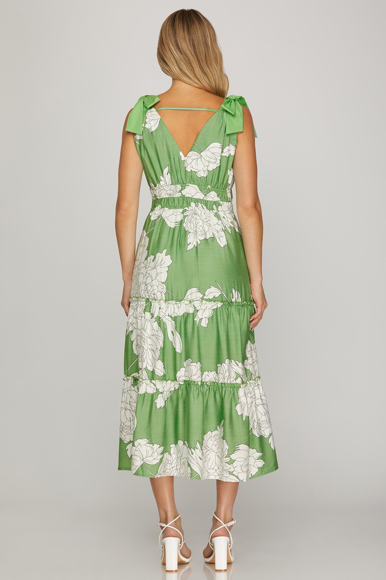 Sage Floral Tie Dress