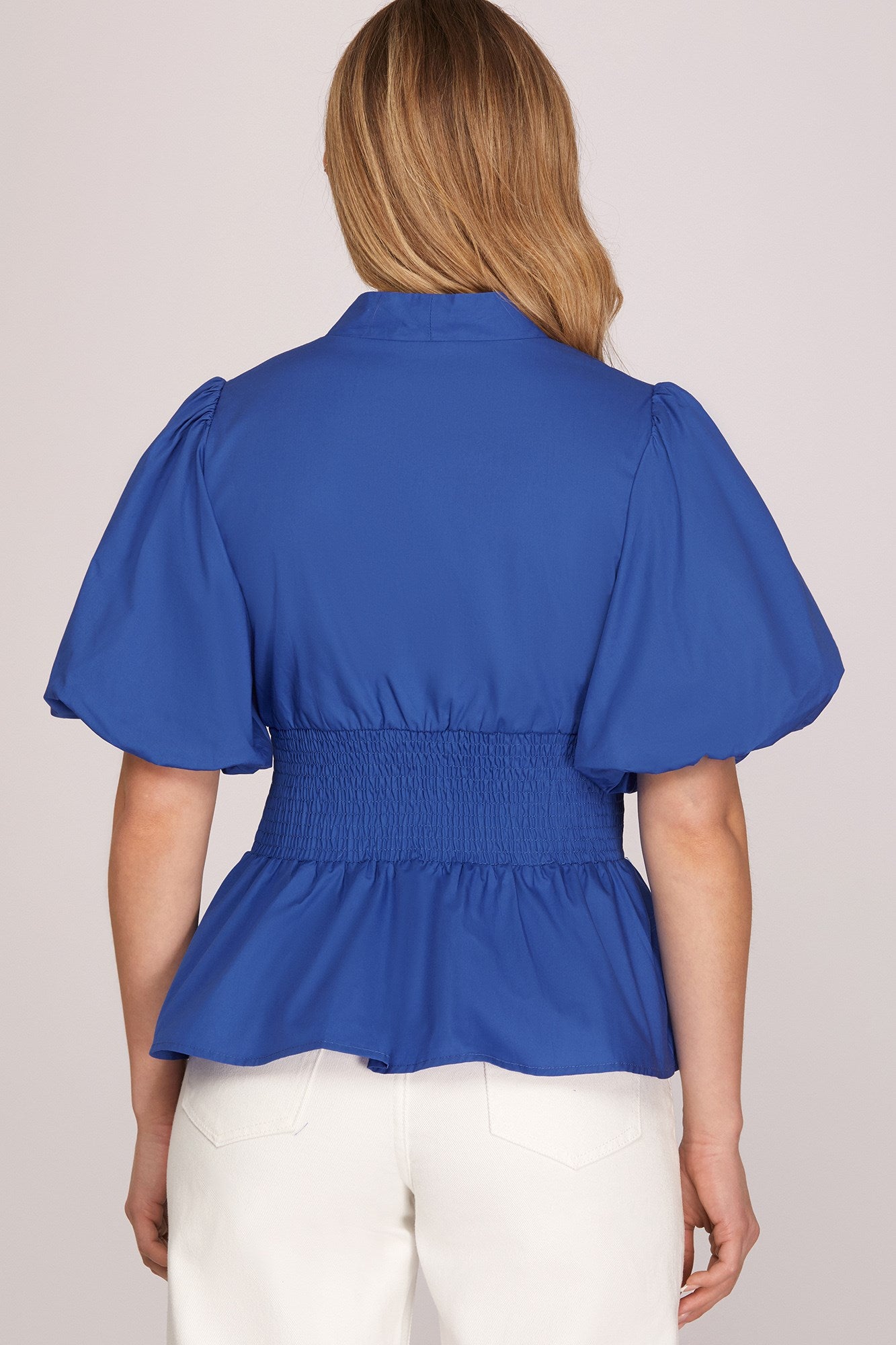 Royal Blue Smocked Waist Top