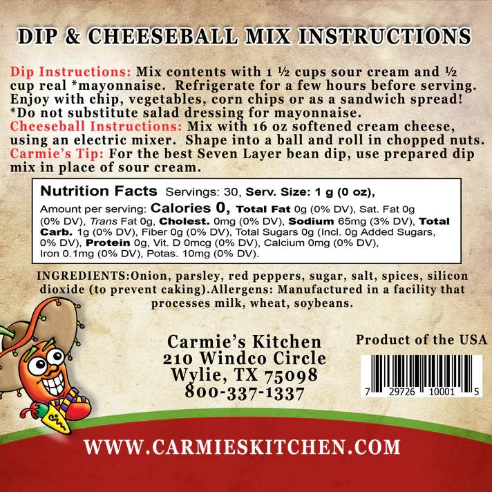 Carmie's Dip & Cheeseball Mix