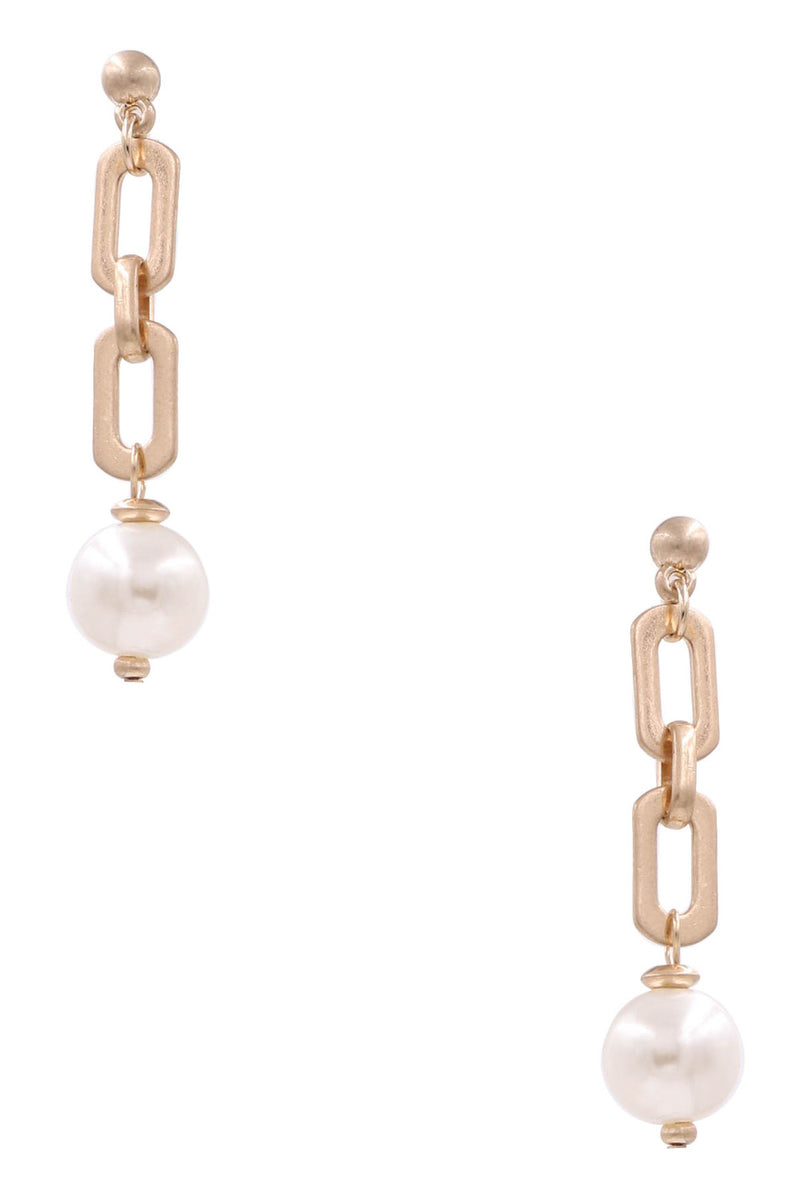 Chain Link Pearl Earrings