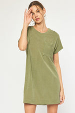 Army Green Ribbed Dress