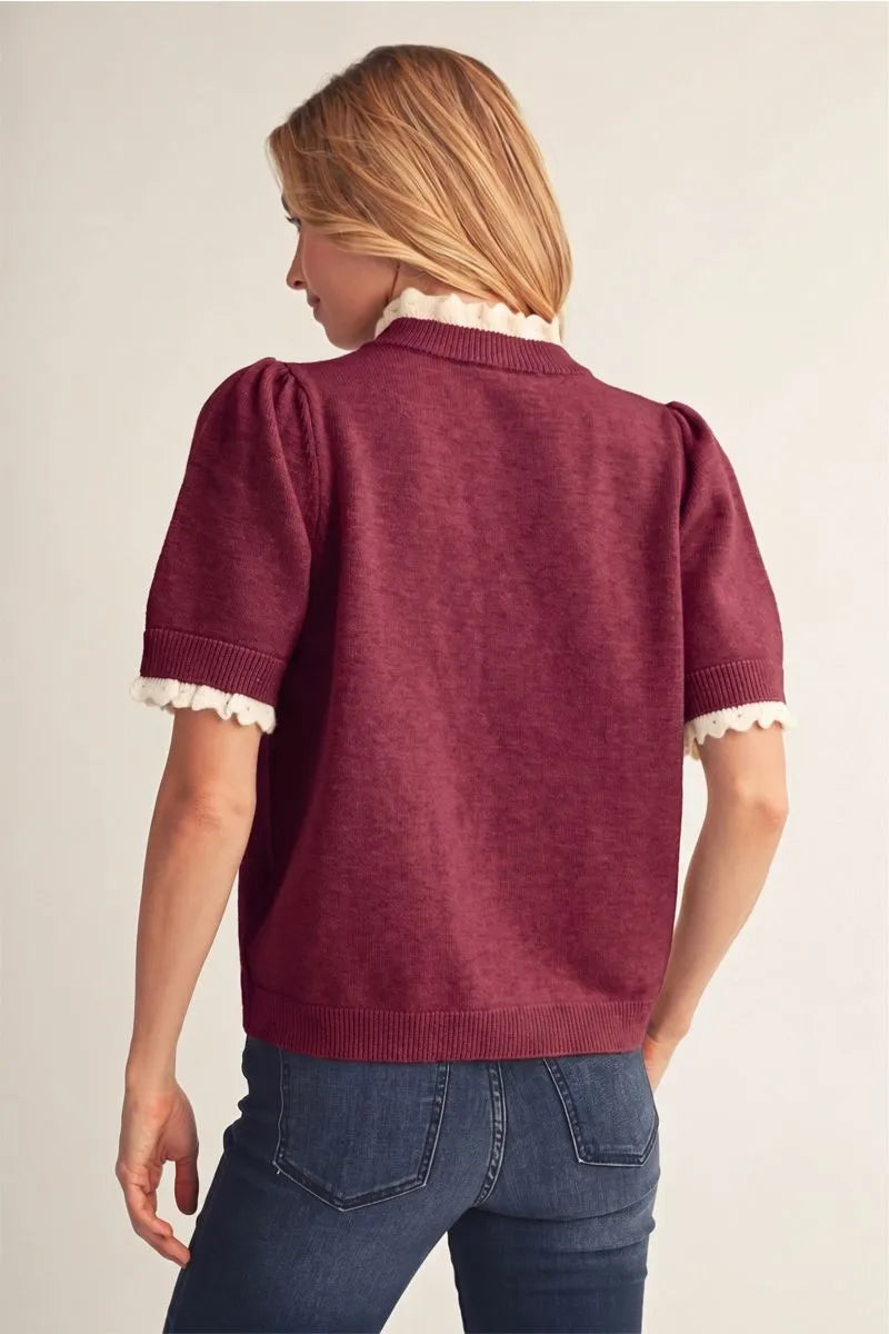 Ruffle Detail Sweater Top