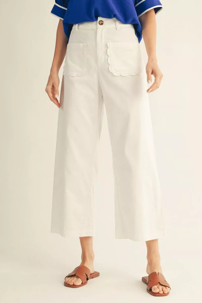 Off White Scalloped Pants