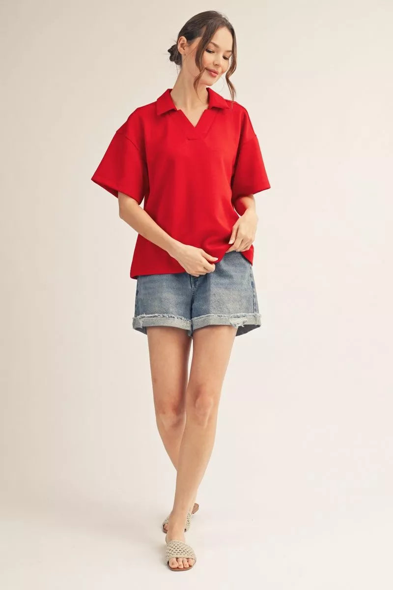 Red Collar Top