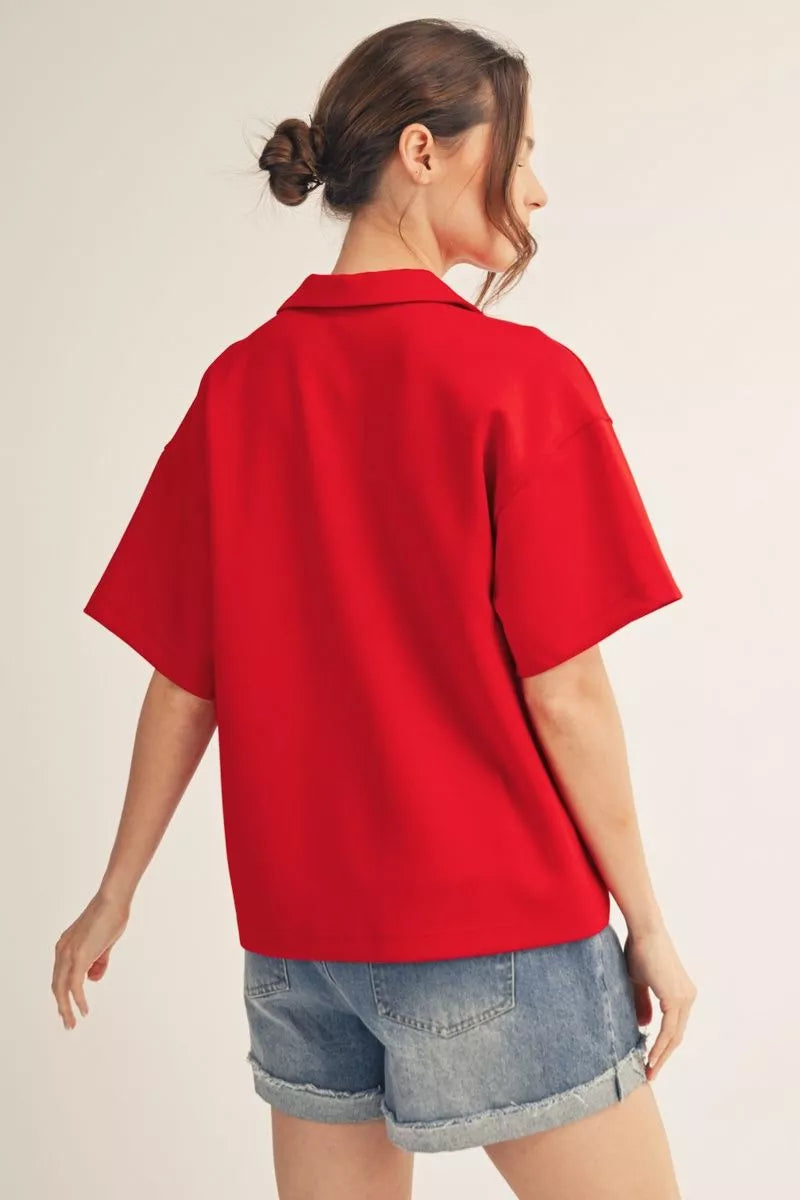 Red Collar Top