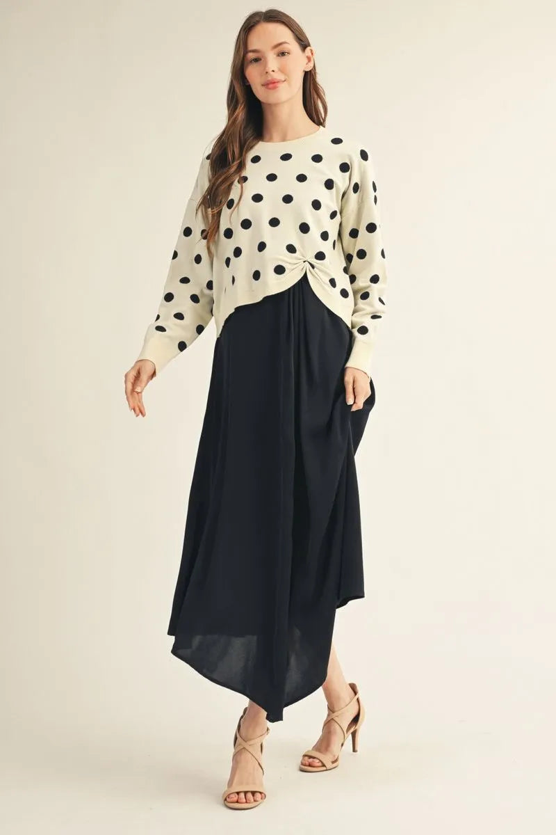 Polka Dot Scrunch Sweater