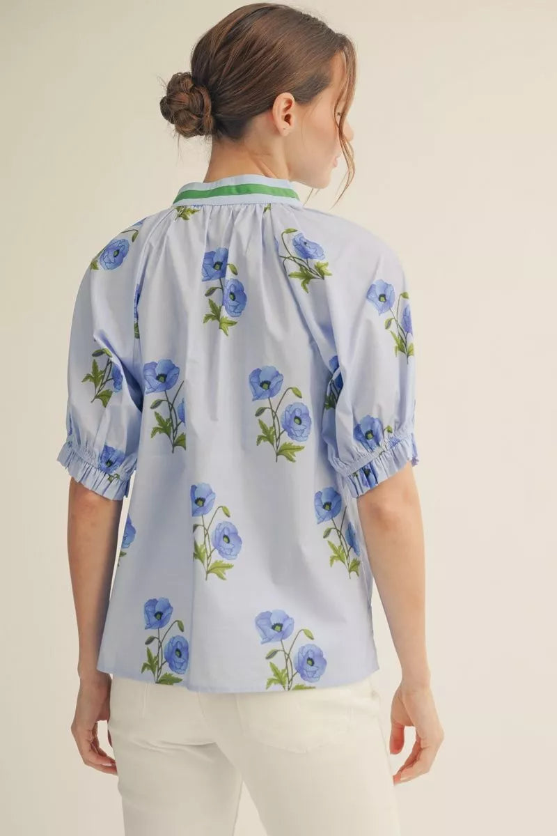 Blue Floral Top