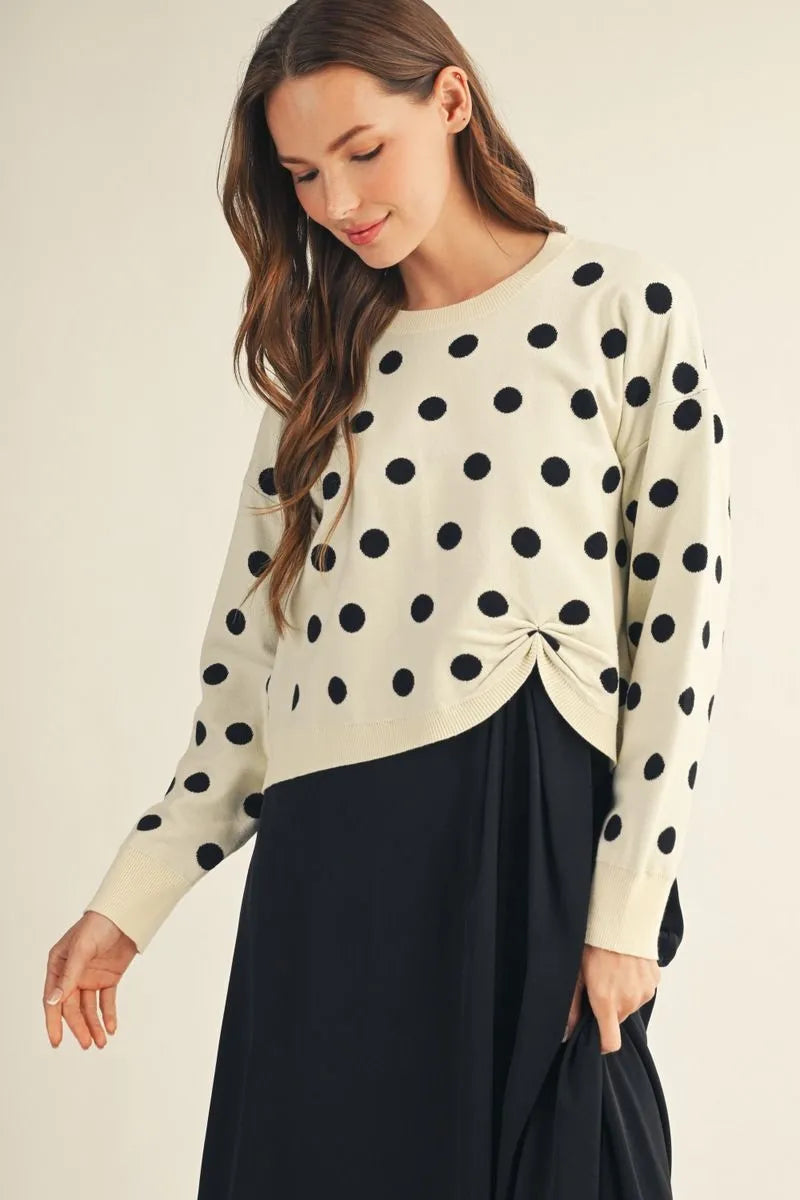 Polka Dot Scrunch Sweater