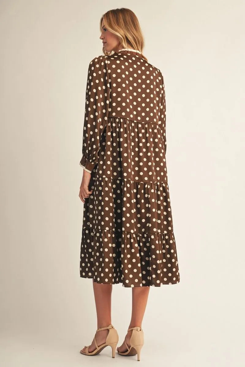 Polka Dot Ruffle Midi Dress