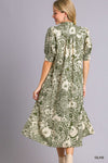 Olive Paisley Tiered Dress