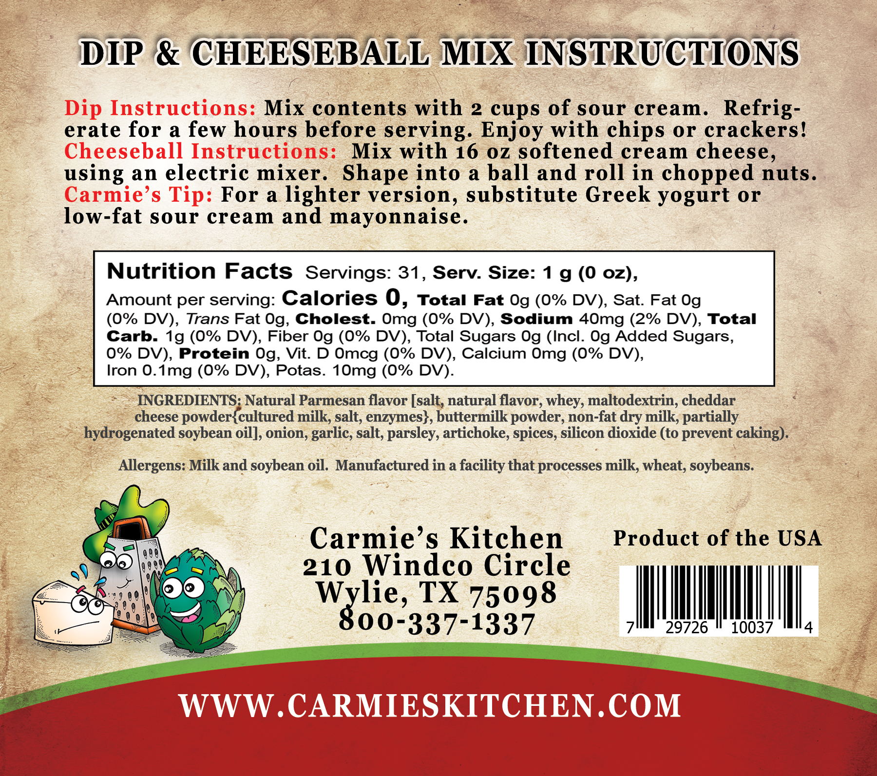 Carmie's Dip & Cheeseball Mix
