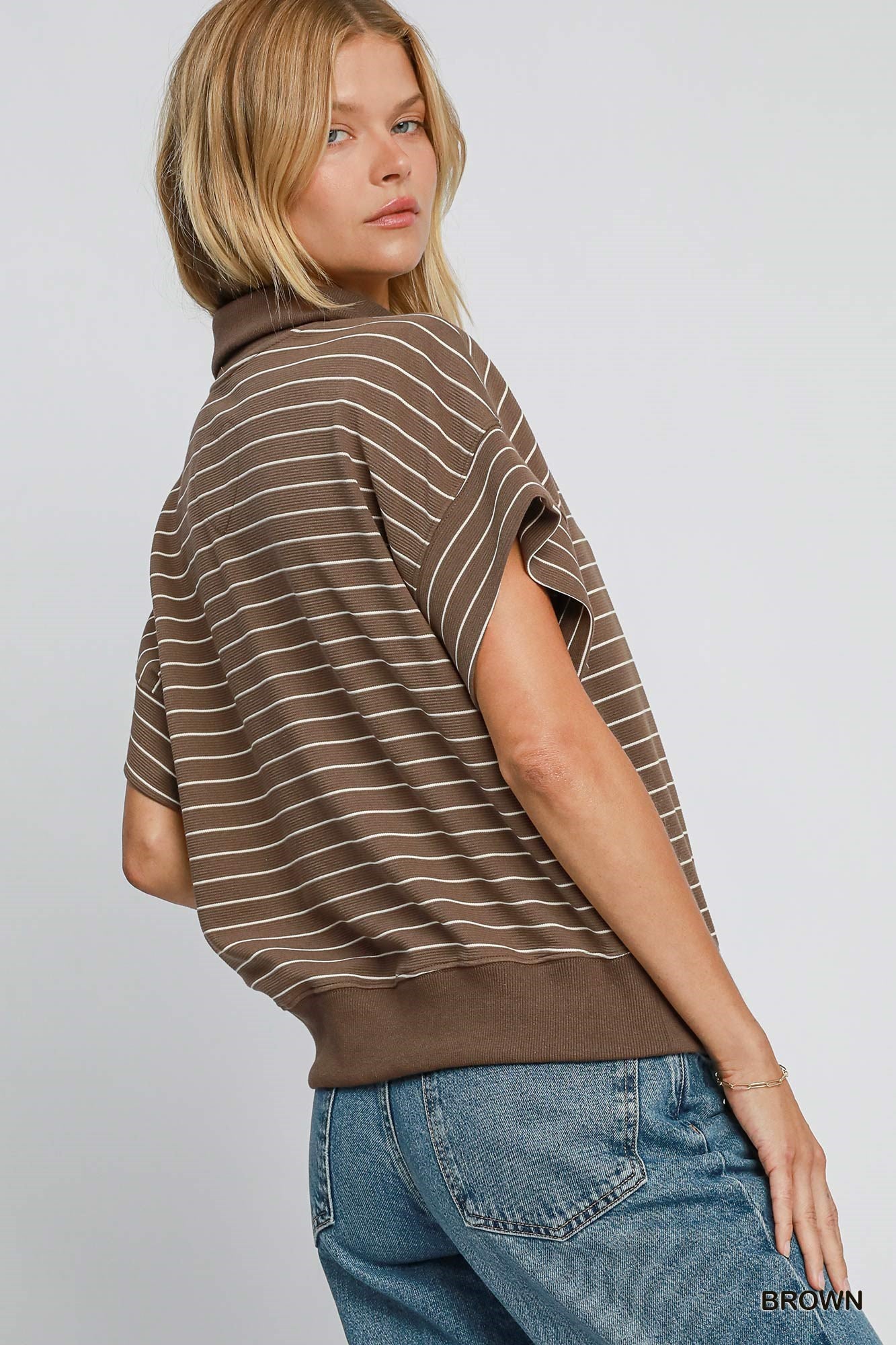 Brown Half Zip Sweatshirt