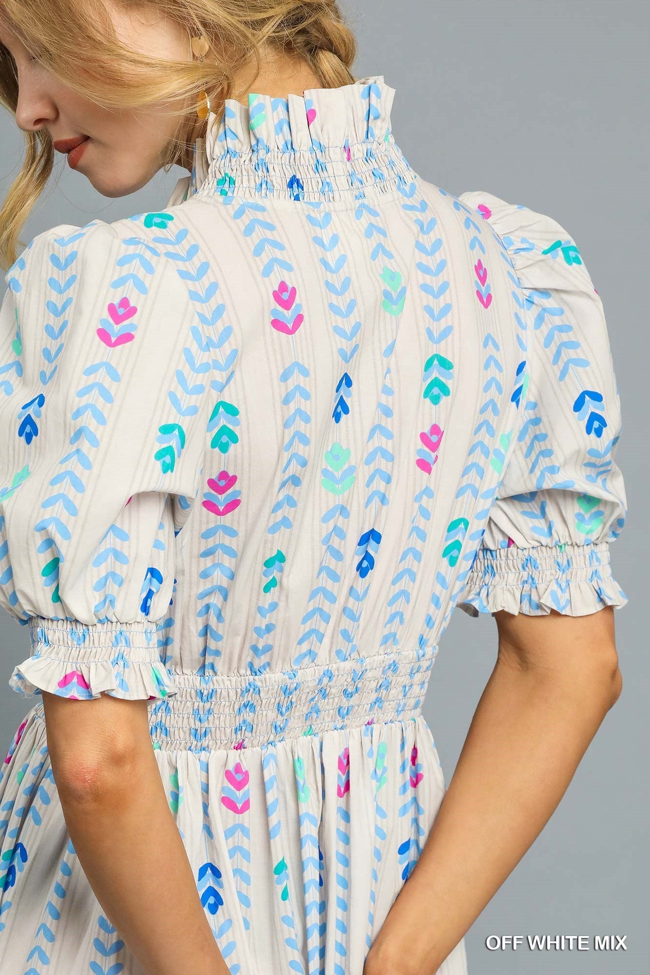 Ruffle Smocked Midi Dress