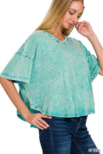 Crinkle Washed Round Neck Top