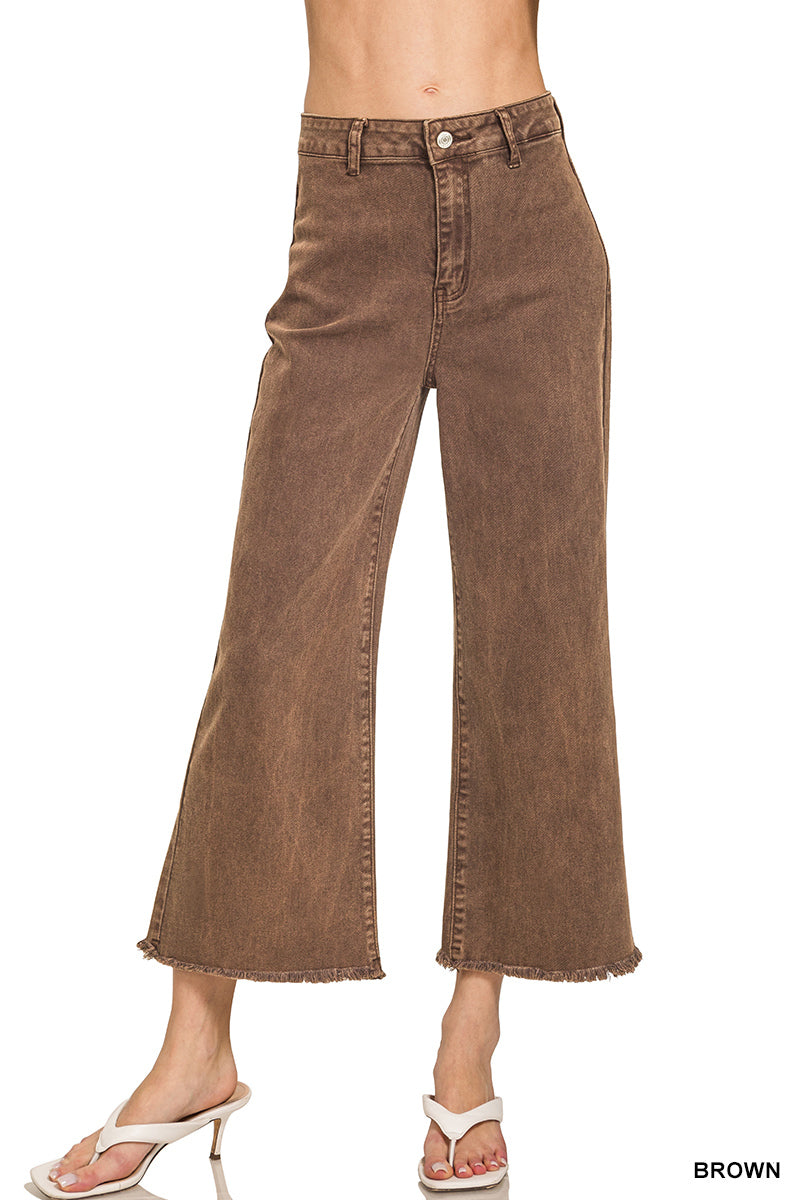 Acid Washed Frayed Pants