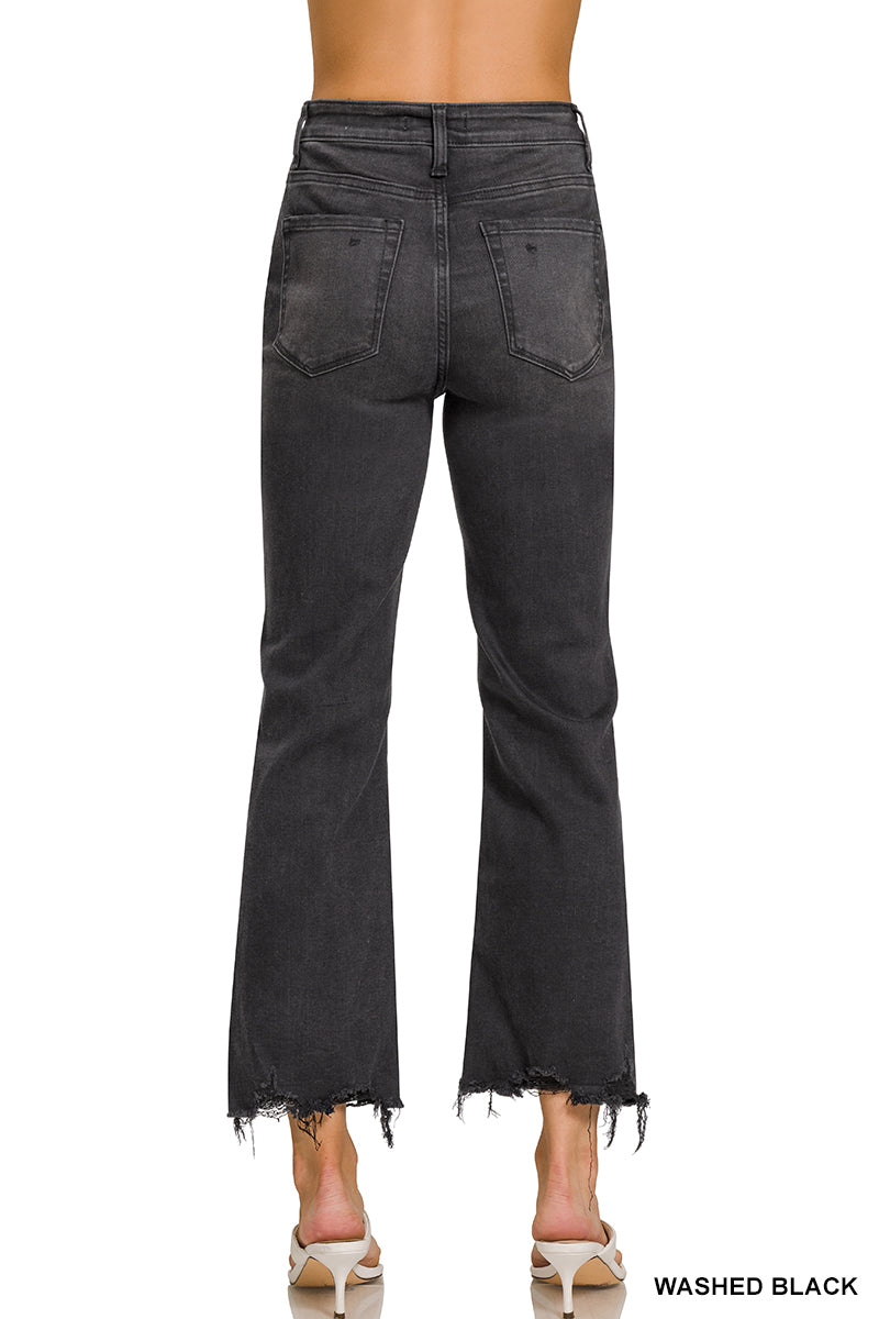 Black Washed Distressed Pants