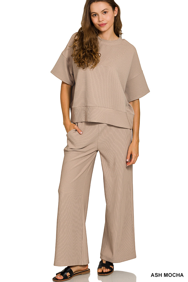 Ribbed Tee & Pants Set