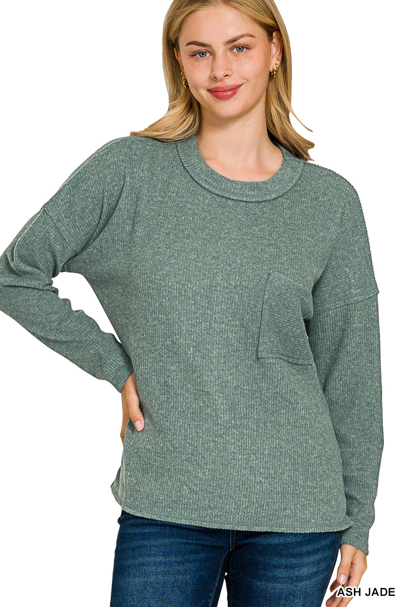 Ribbed Hacci Pocket Sweater