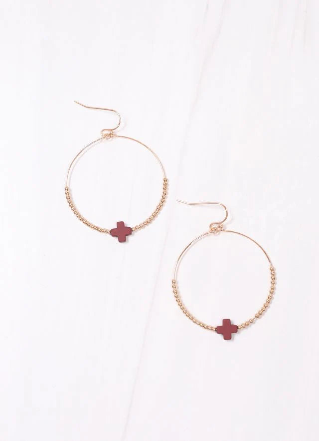 Hoop Cross Earrings