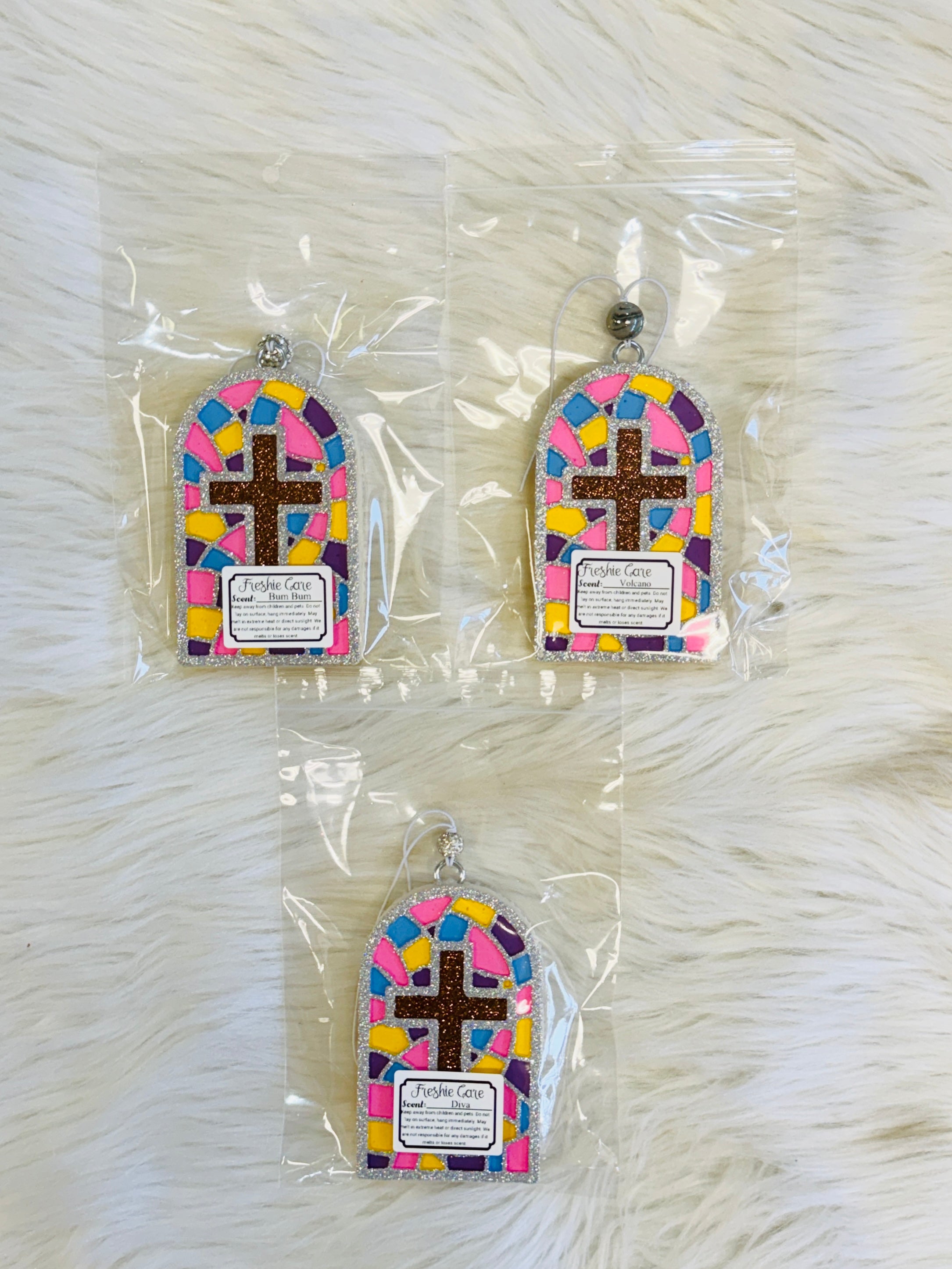 Stain Glass Cross Freshie