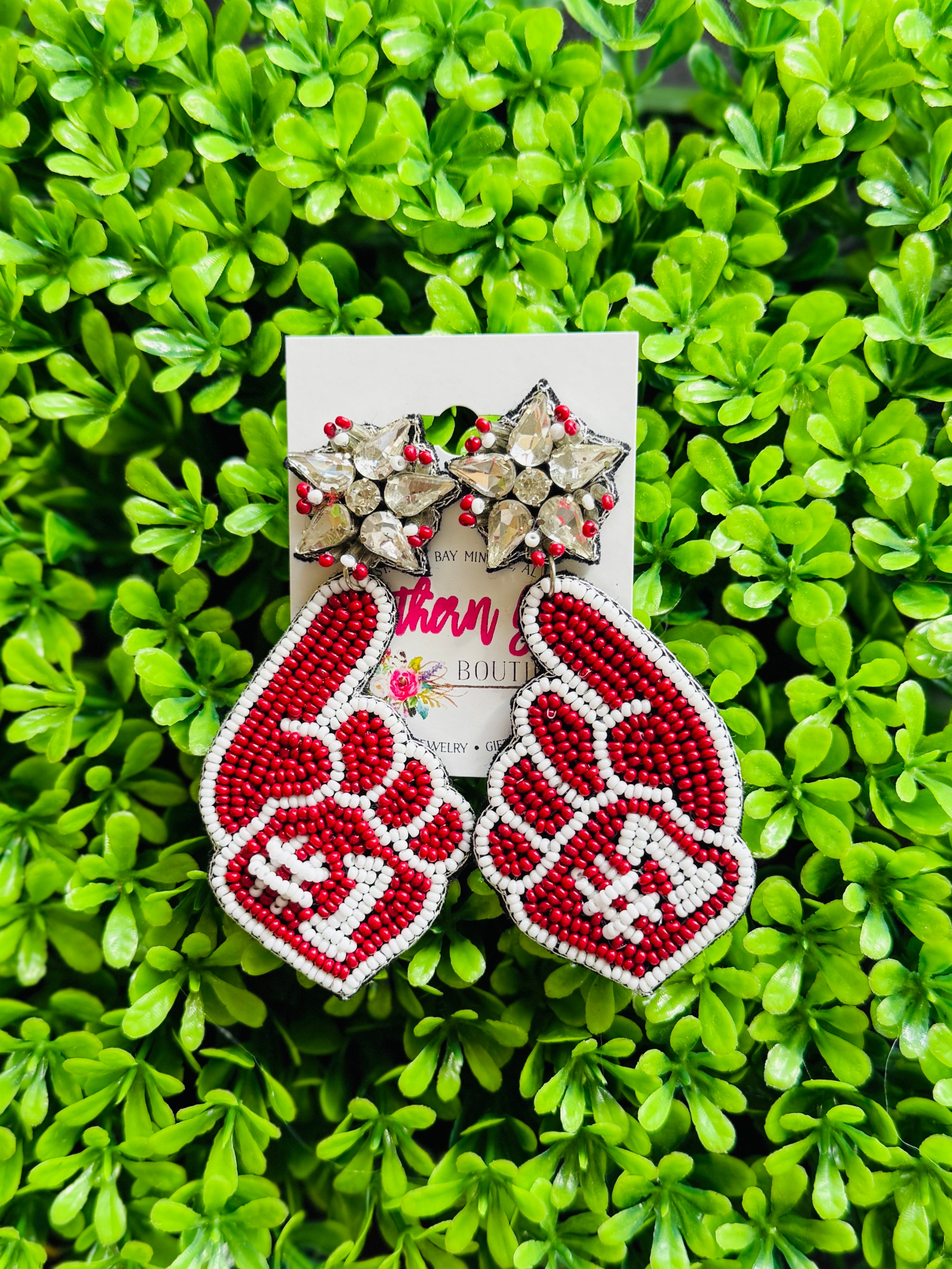 #1 Foam Hand Beaded Earrings