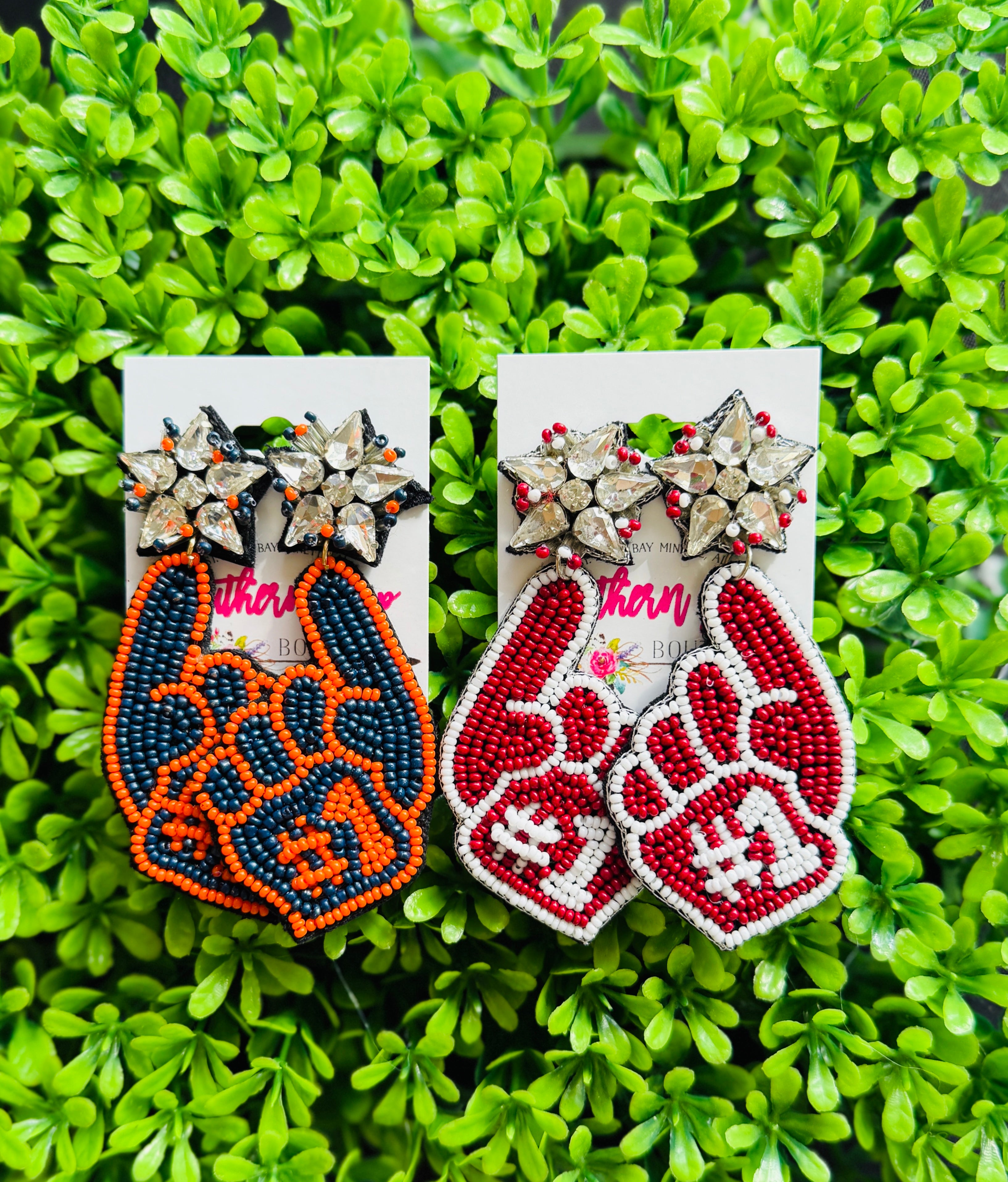 #1 Foam Hand Beaded Earrings