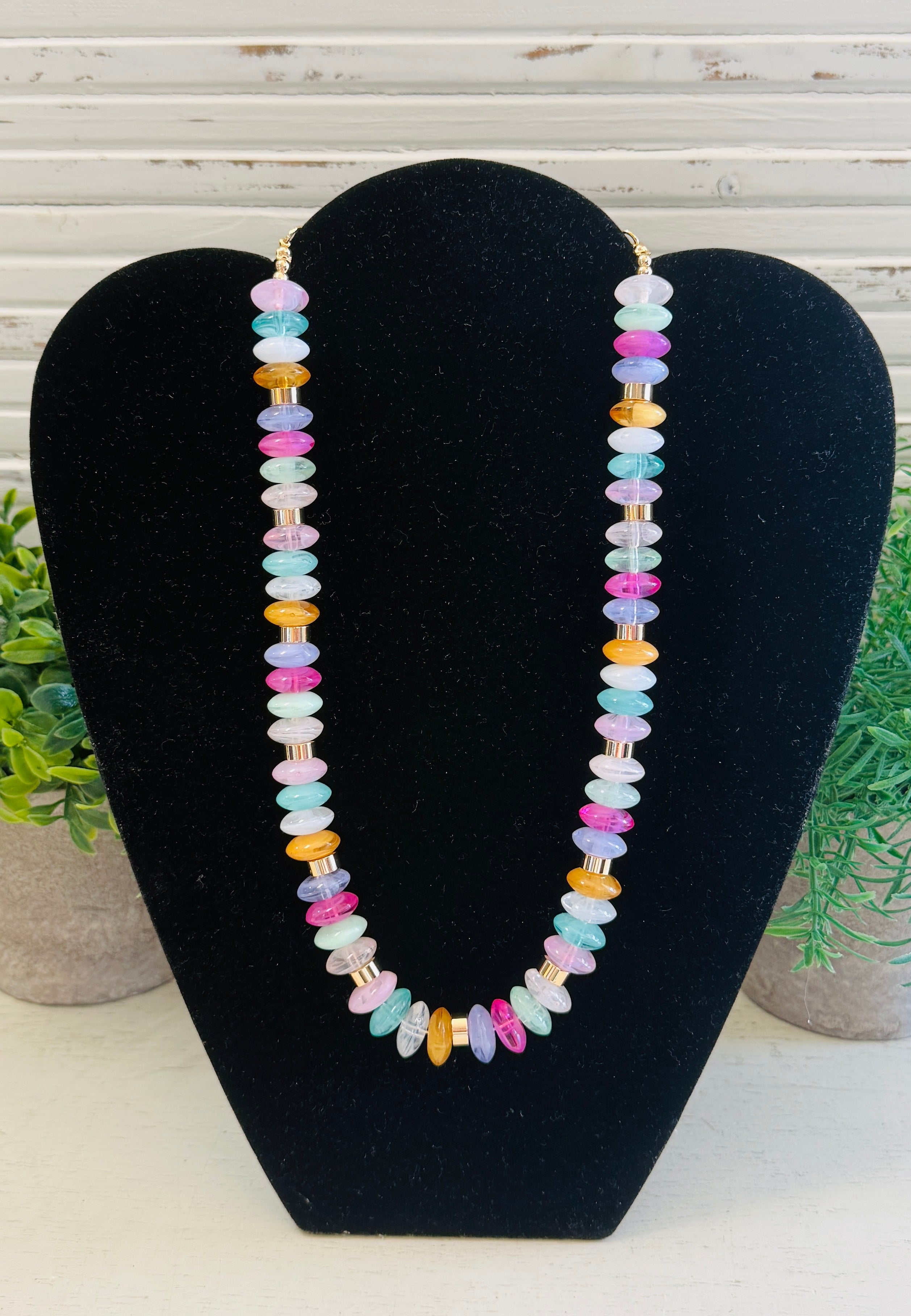 JM|Pastel Multi Rondelle Bead Necklace