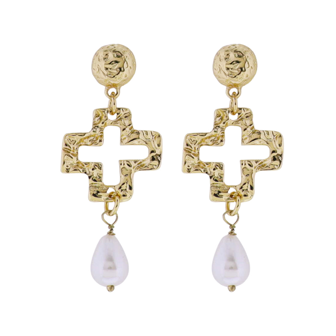 Jane Marie Cross & Pearl Earrings