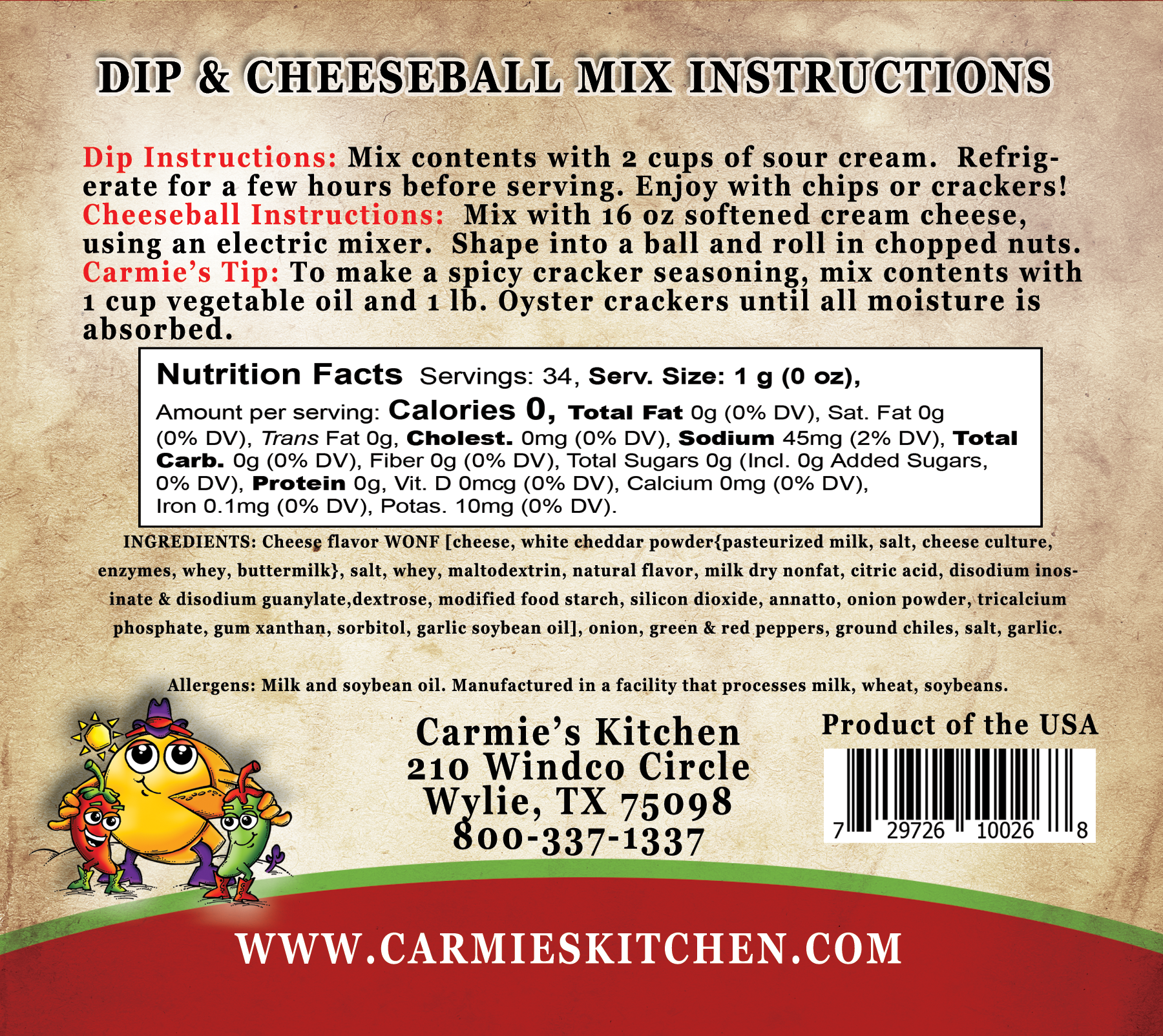 Carmie's Dip & Cheeseball Mix