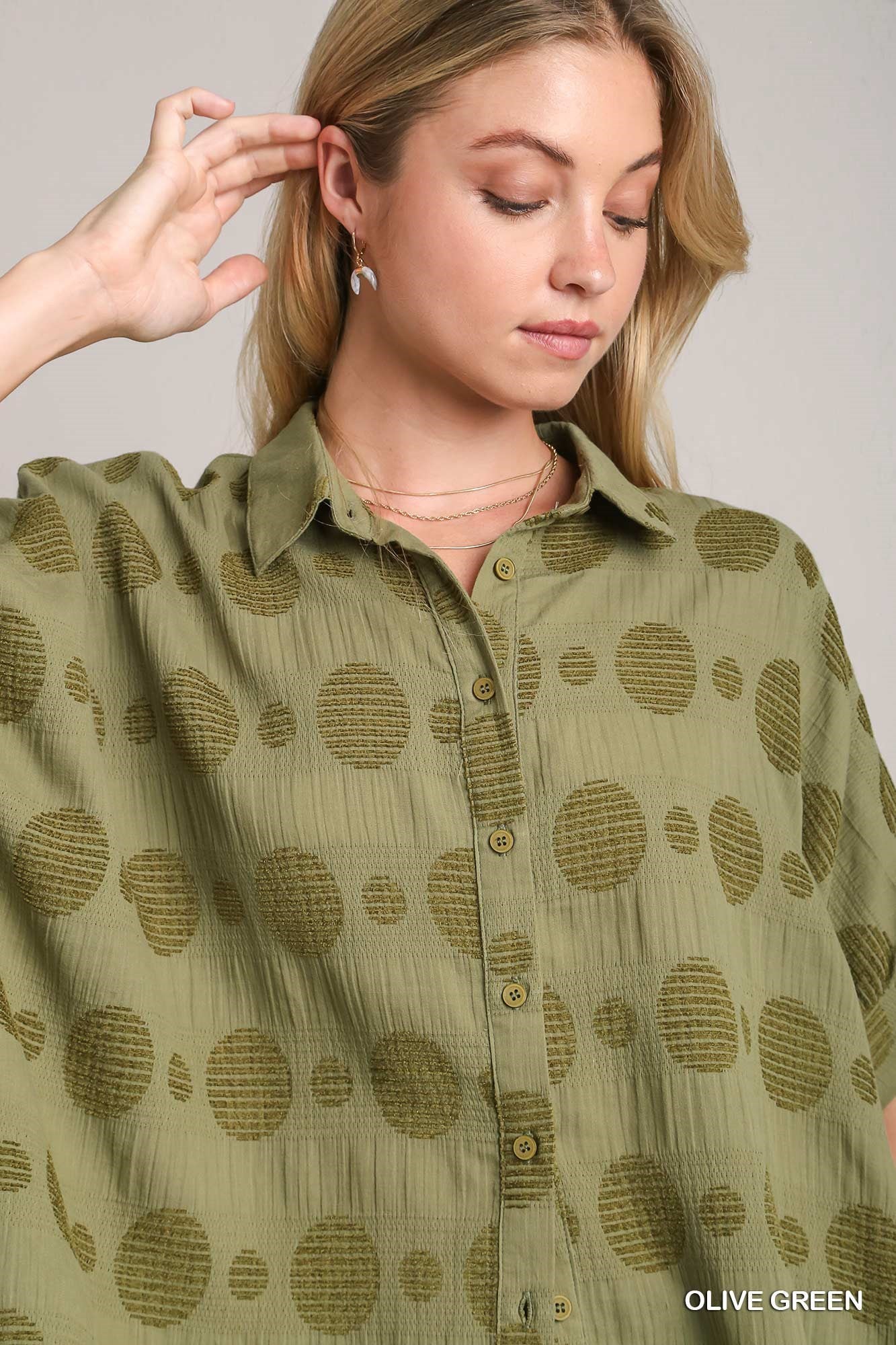 Olive Jacquard Top