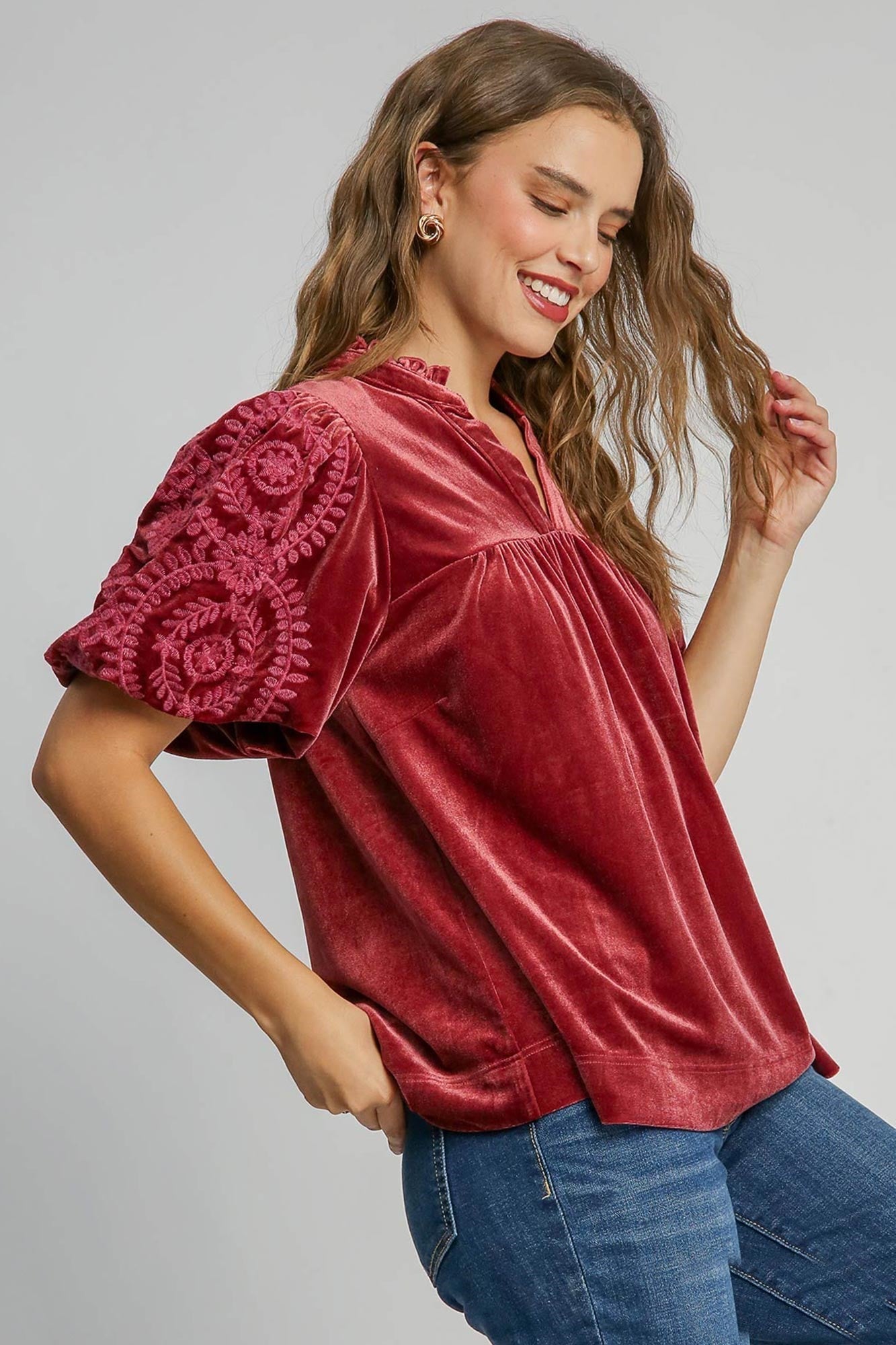 Rosewood Embroidered Top