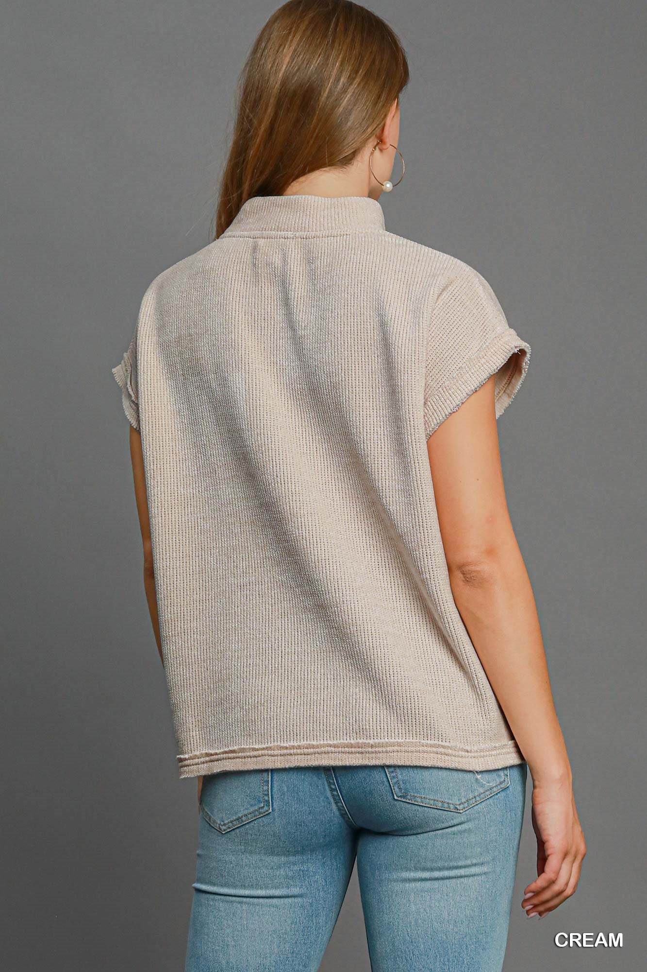 Cream Mock Neck Top