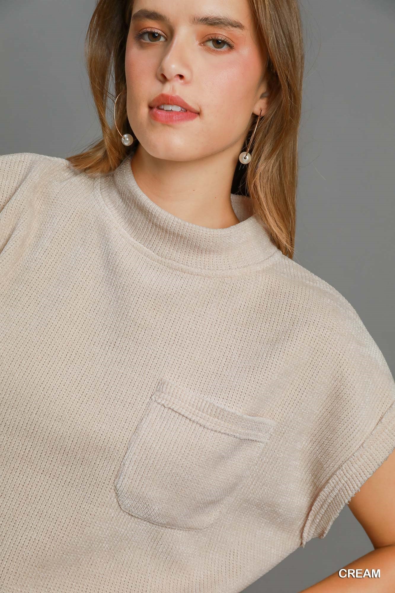 Cream Mock Neck Top