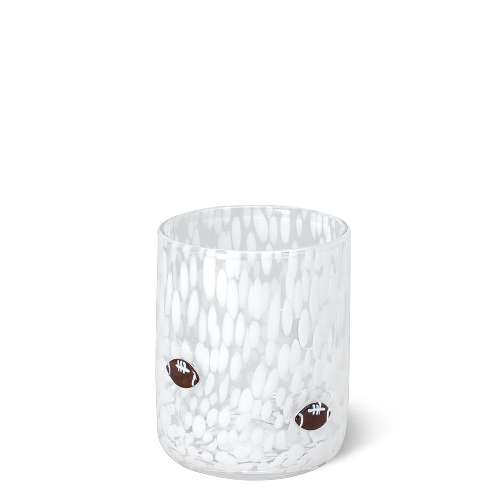 White Football Charm Glass 17oz