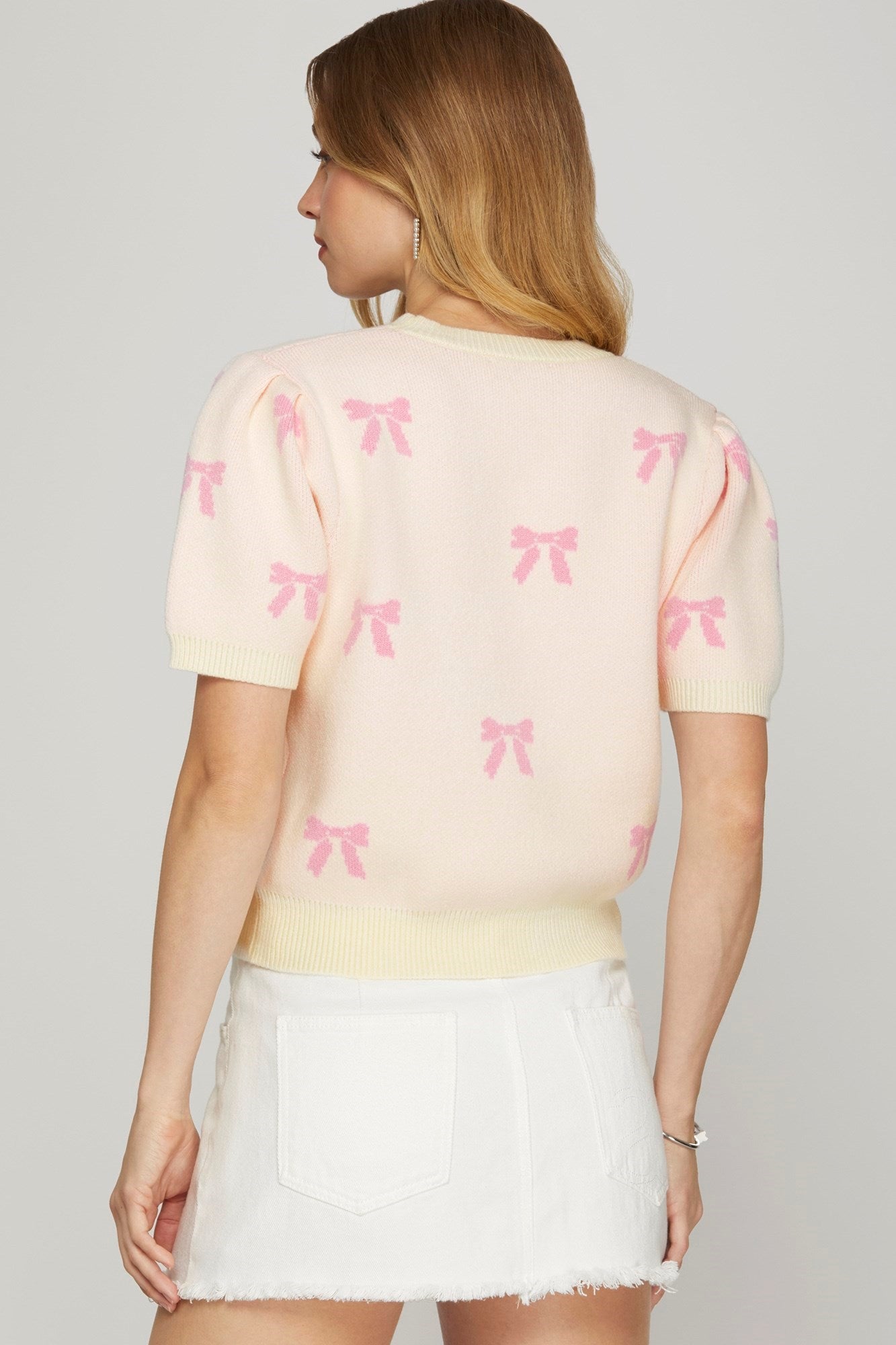 Pink Bow Puff Top