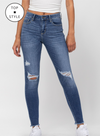 Mid Rise Fray Crop Skinny