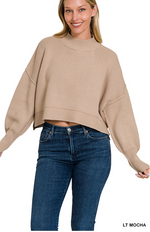 Side Slit Cropped Sweater