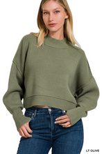 Side Slit Cropped Sweater