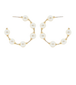 Wire Round Pearl Hoops
