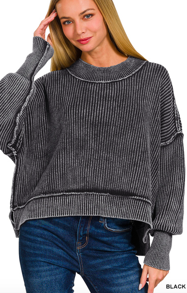 Washed Cropped Sweater