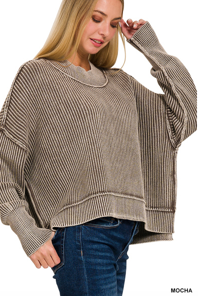 Washed Cropped Sweater