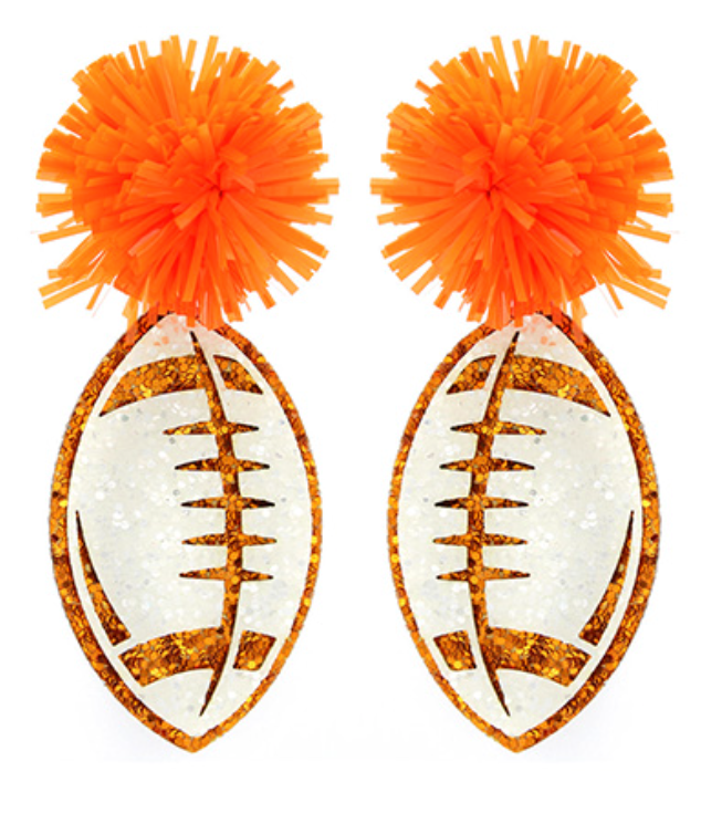 Glitter Football & Pompom Earrings